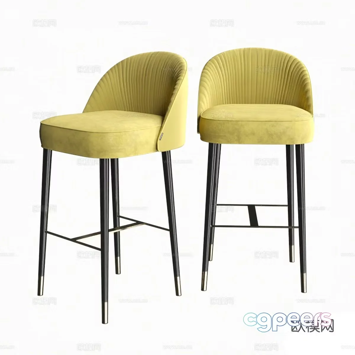 Modern Italian fabric wooden bar chair 3D model