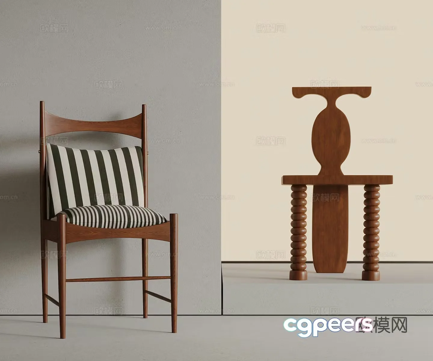 French classic leisure chair chair dining chair 3d model