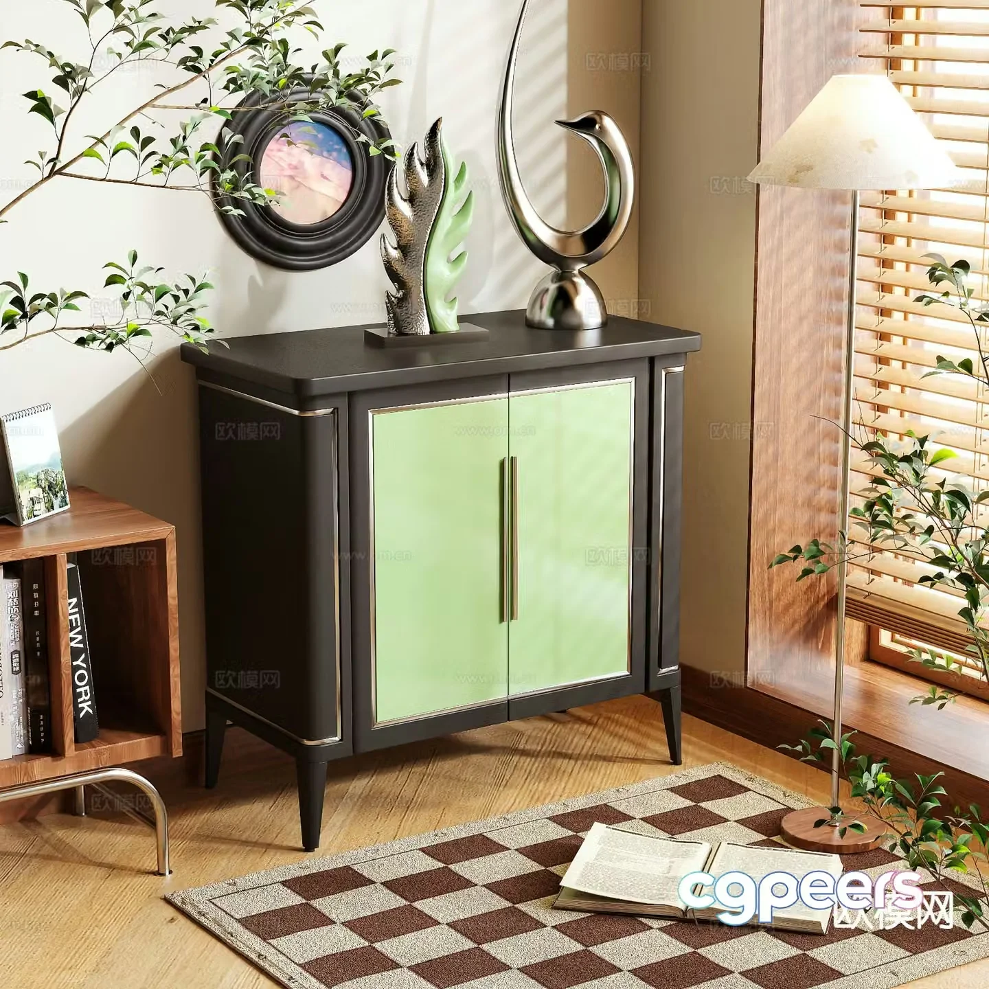 Postmodern entrance cabinet shoe cabinet 3d model