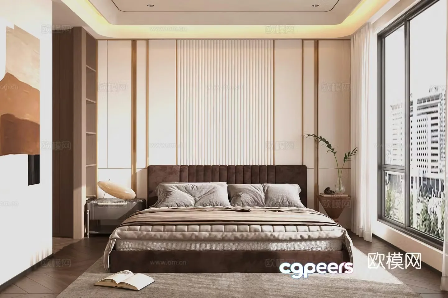 Modern Italian home bedroom Light luxury Italian bedroom Italian master bedroom Italian backrest double bed 3D model