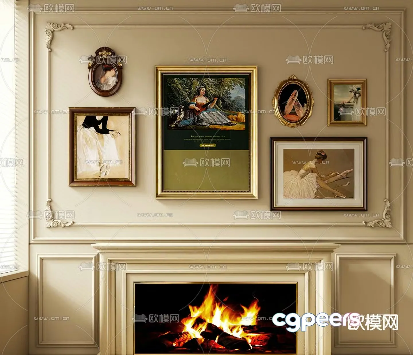 American oil painting classical hanging painting ballet hanging painting 3d model