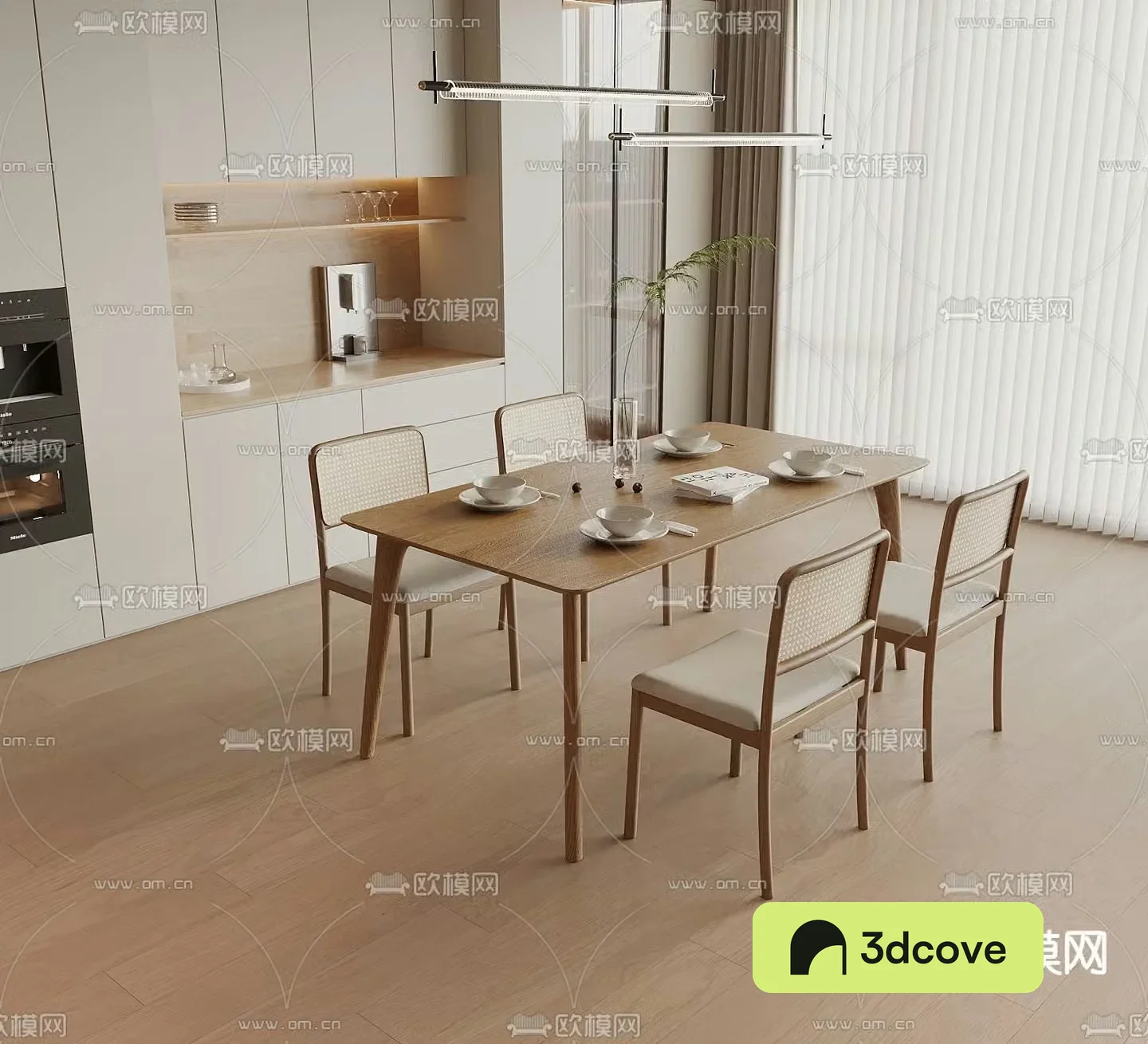 Nordic dining table and chairs strip dining table