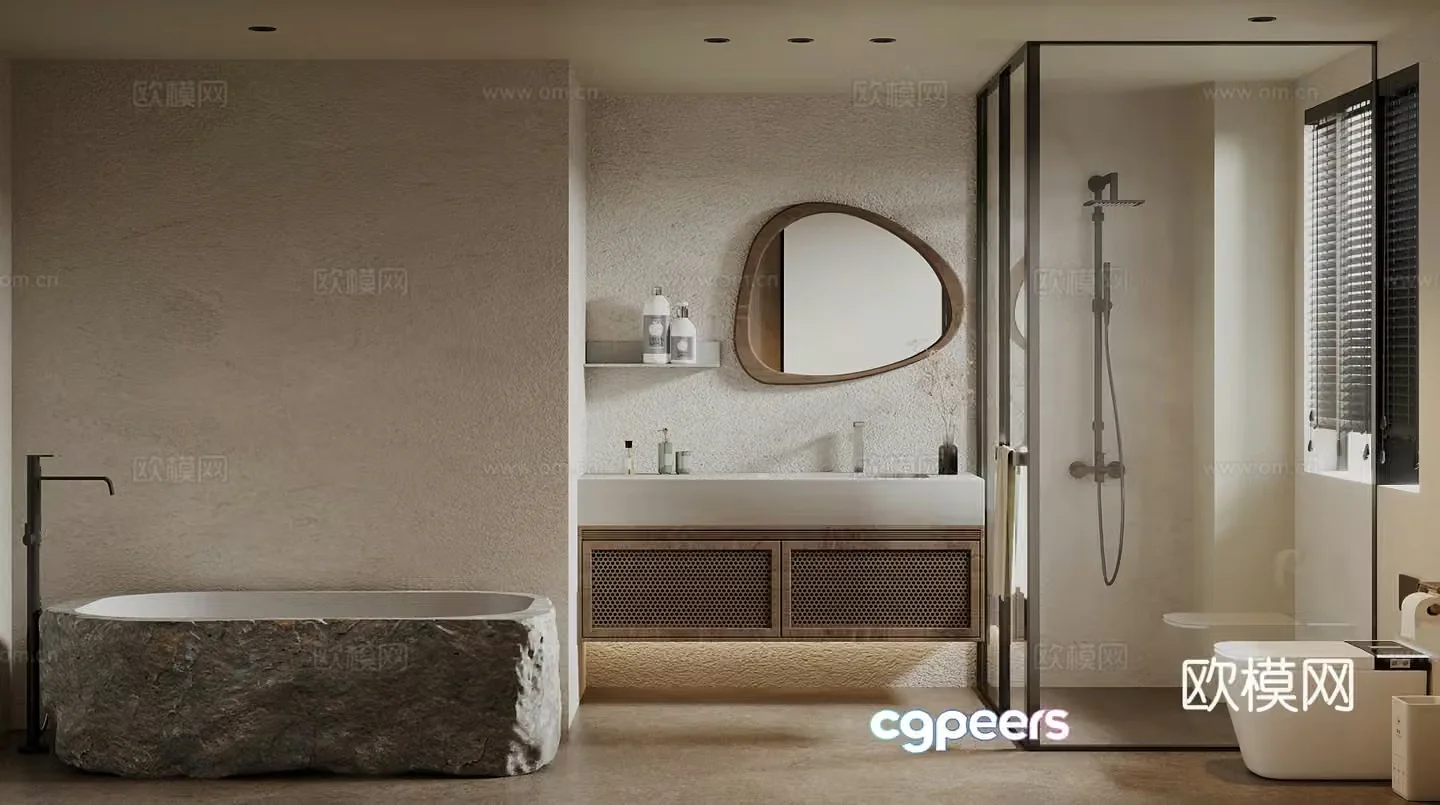 19 Wasabi Bathroom Bathroom Cabinet Bathtub 3D Model