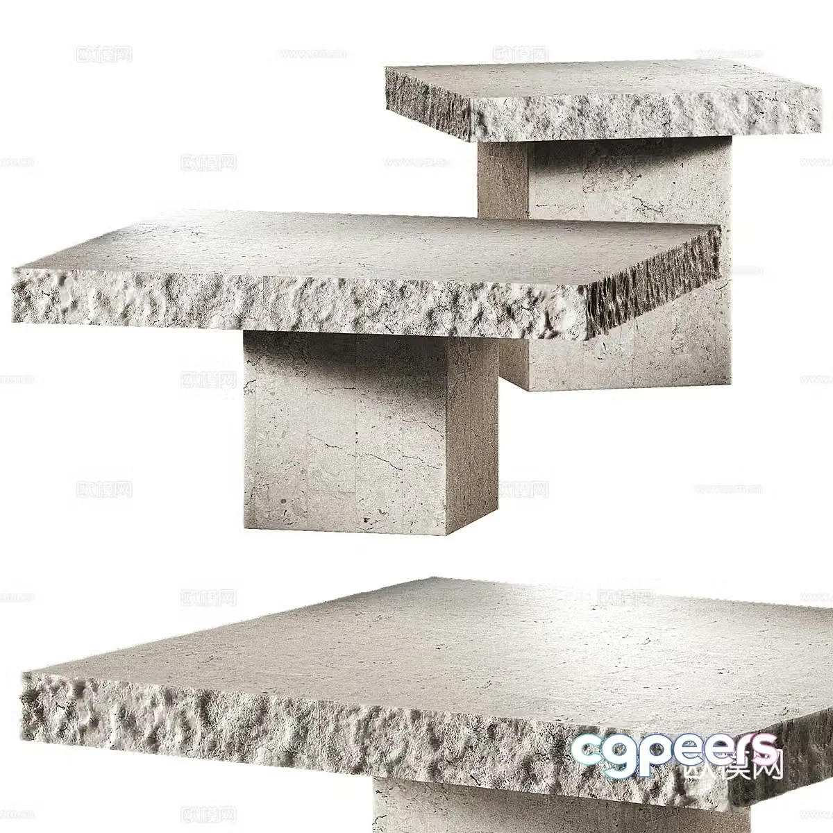 Modern Wasabi Stone Table Stone Coffee Table 3D Model
