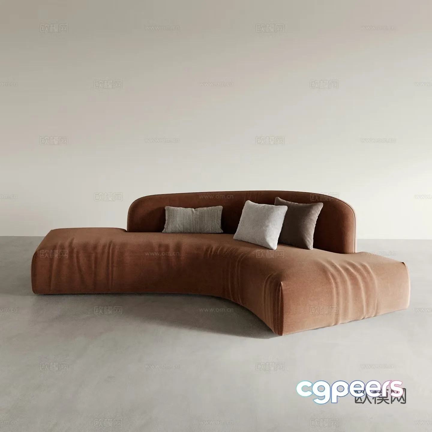 Modern curved sofa fabric coffee sofa 3d model