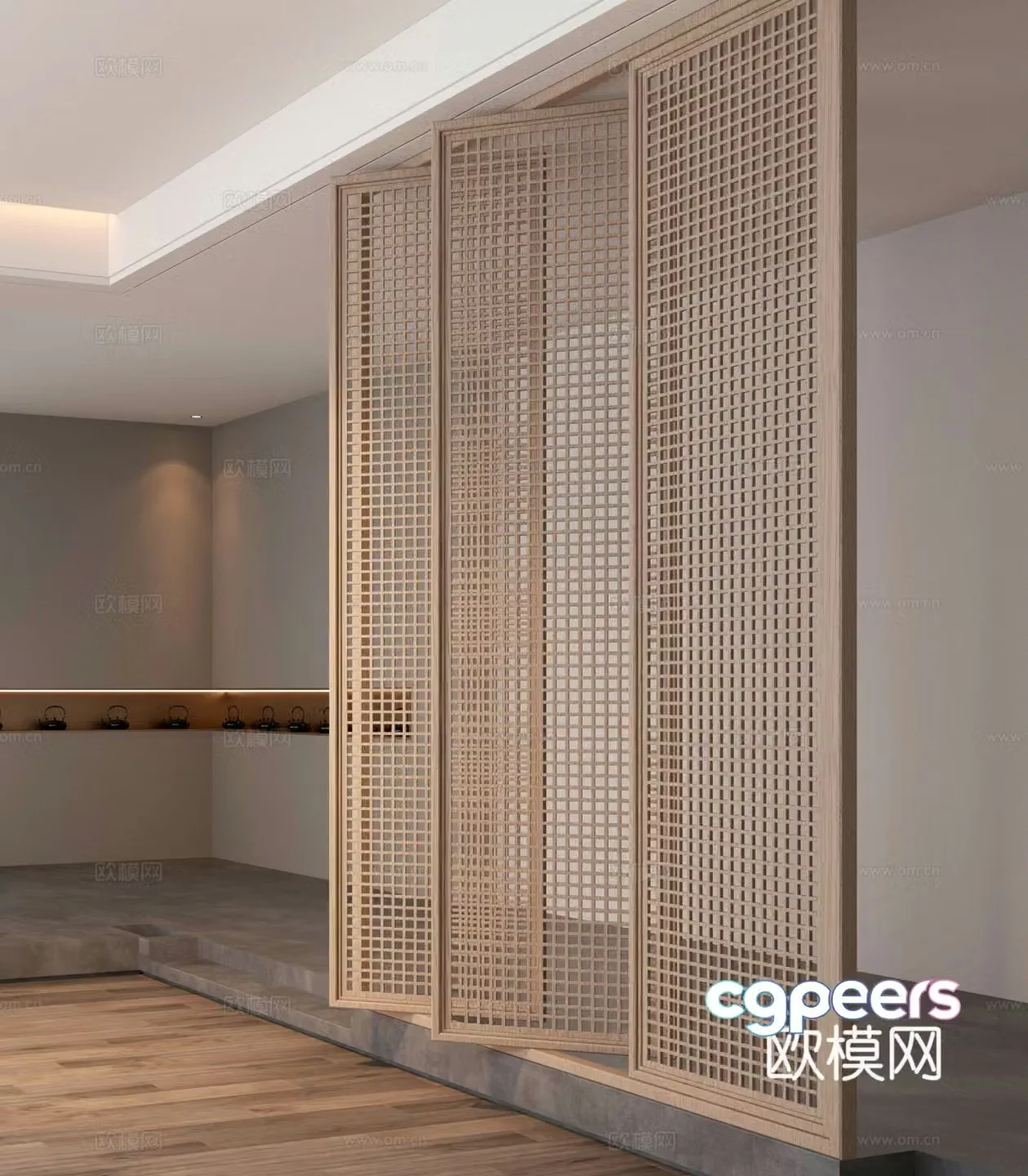 New Chinese style lattice partition 3D model