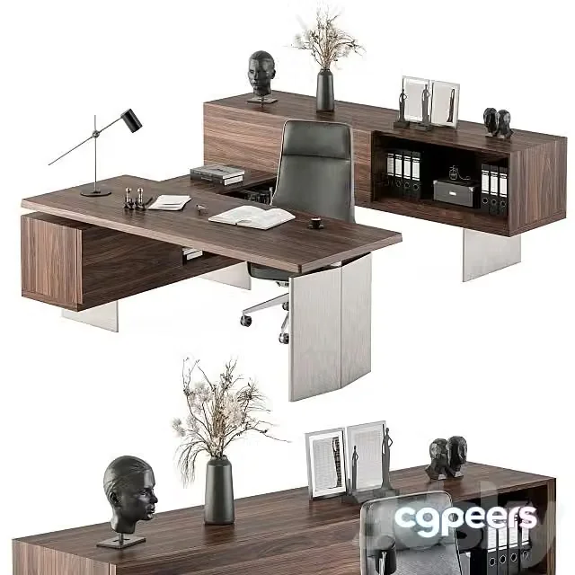 3ds Max Free – Boss Desk Wood and Steel Office Furniture 235