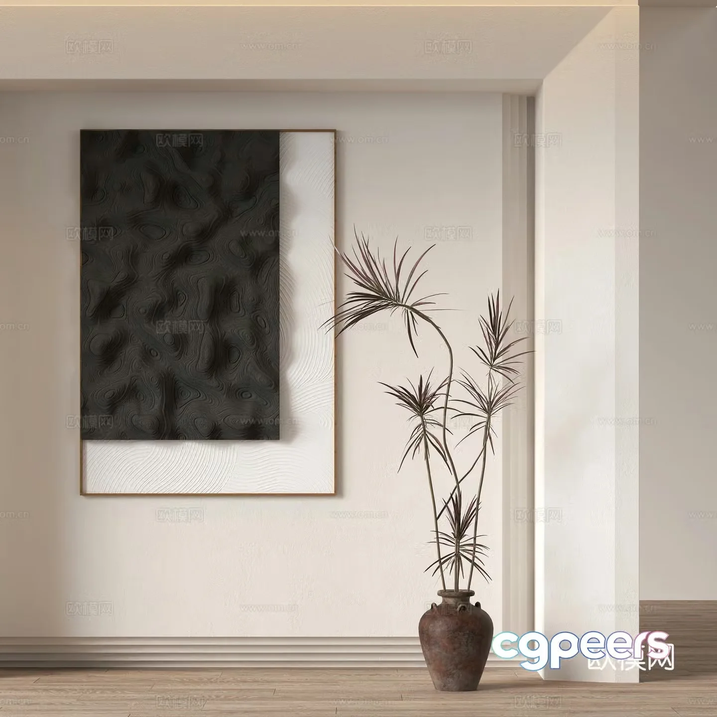 Wasabi Chinese style hanging paintings green plant potted plants 3D model