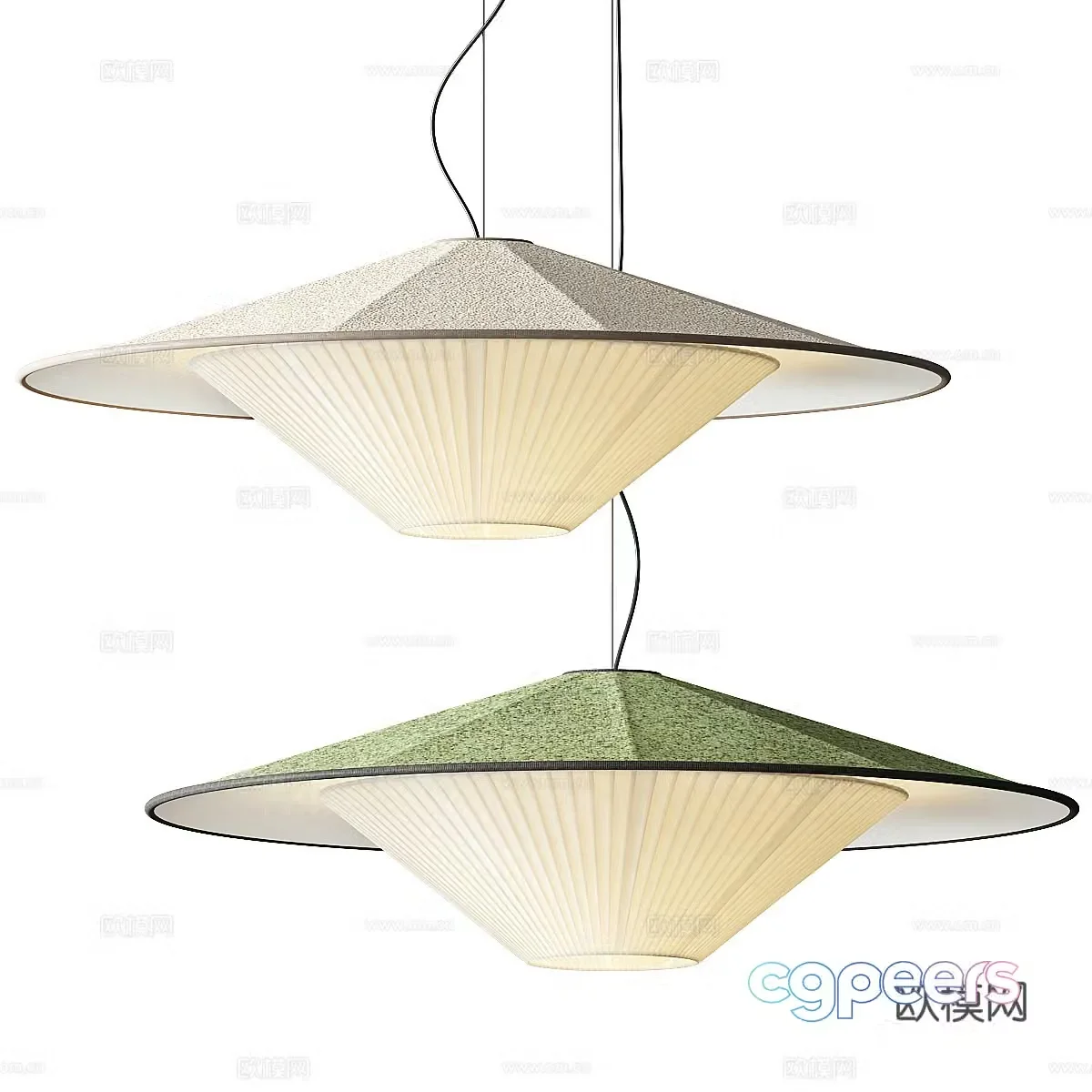 New Chinese Ecru Decorative Chandelier 3D Model