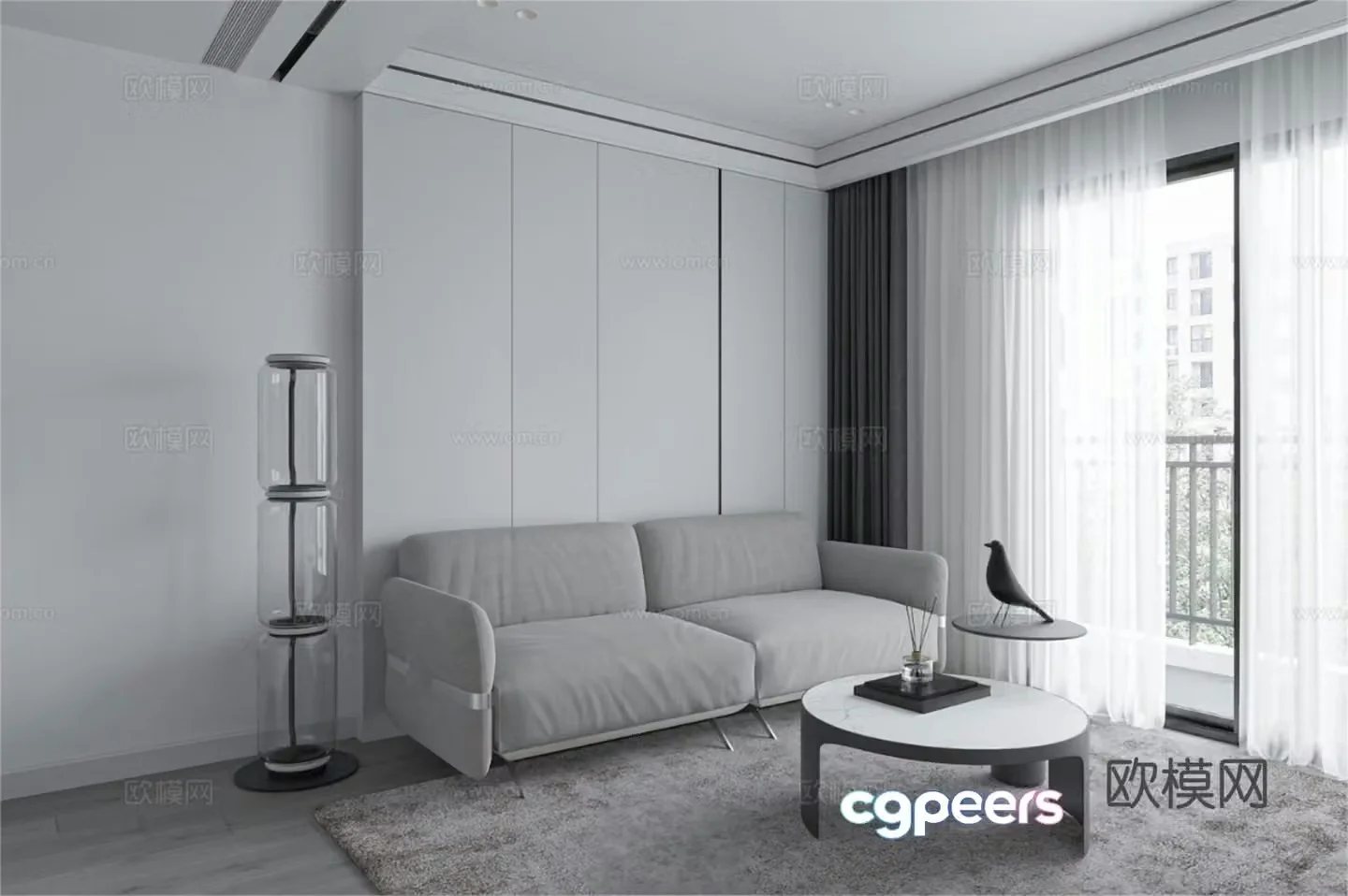 Modern simple apartment Simple residence White apartment Simple living and dining room Open kitchen 3d model