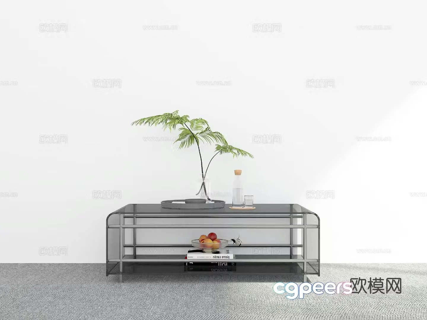 Minimalist coffee table square coffee table 3d model