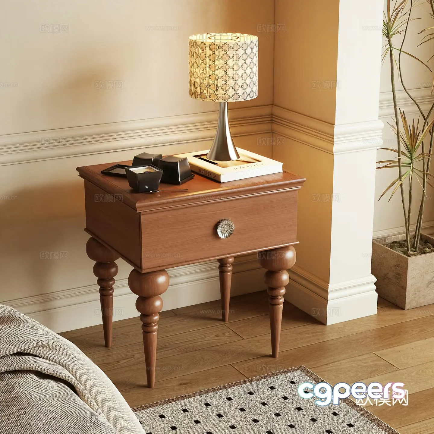 French nightstand 3D model