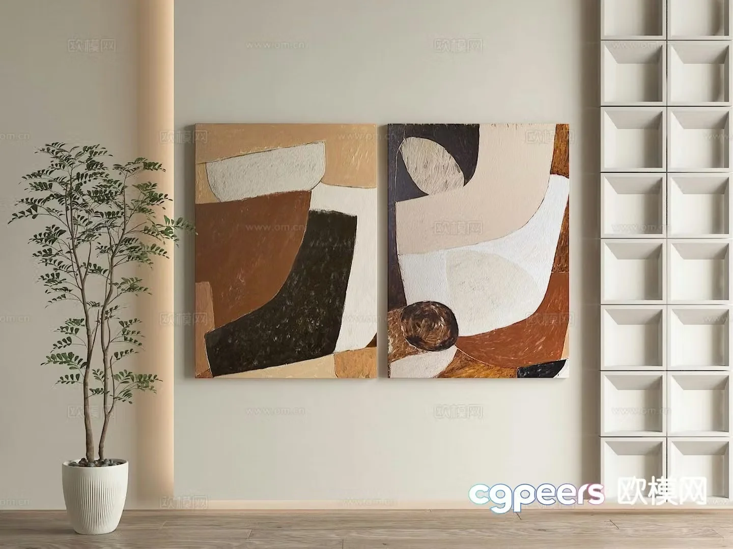 Wabi-sabi art painting texture painting decorative painting 3d model