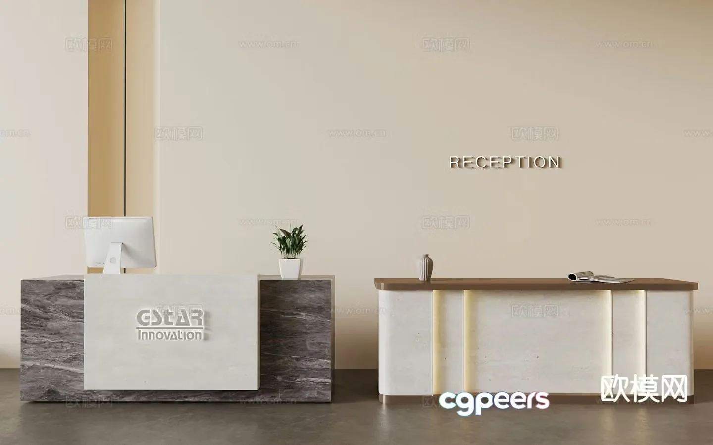 Modern front desk reception desk service desk 3d model