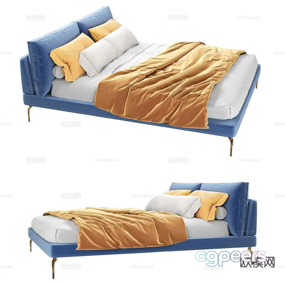 Modern double bed 3d model