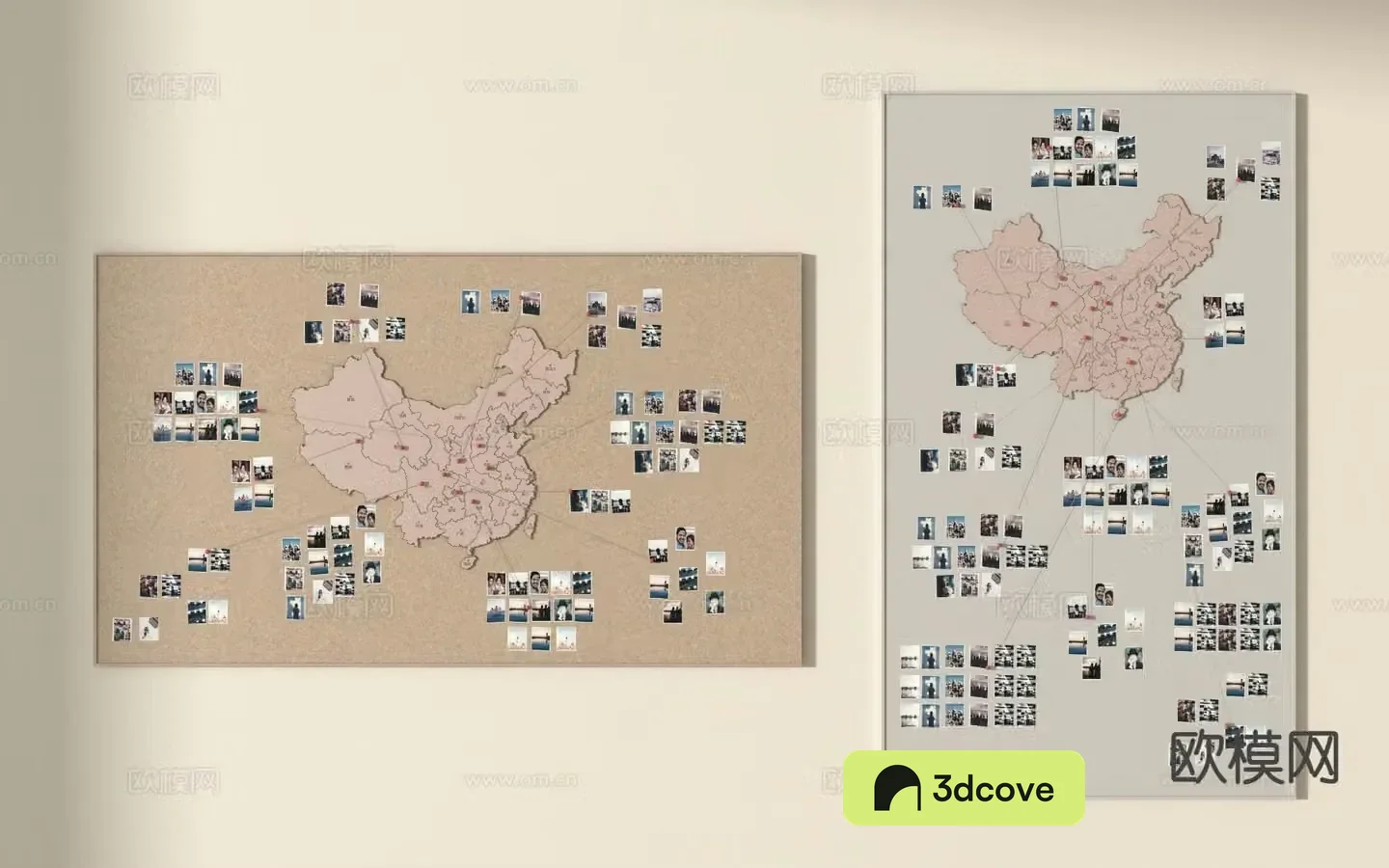Modern photo wall map travel photo wall