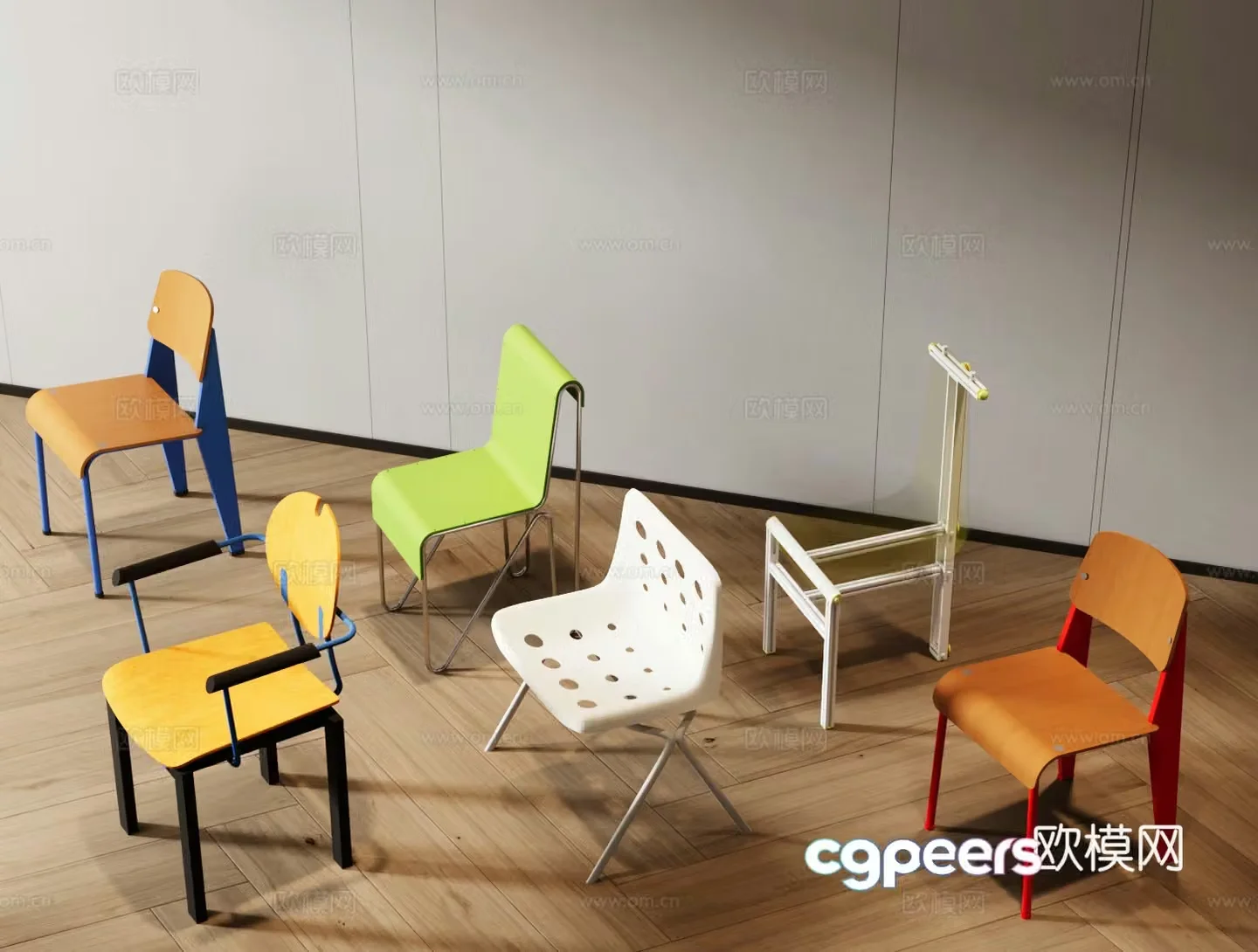 Postmodern chair Bauhaus chair Memphis single chair Retro style dining chair Dopamine furniture 3d model