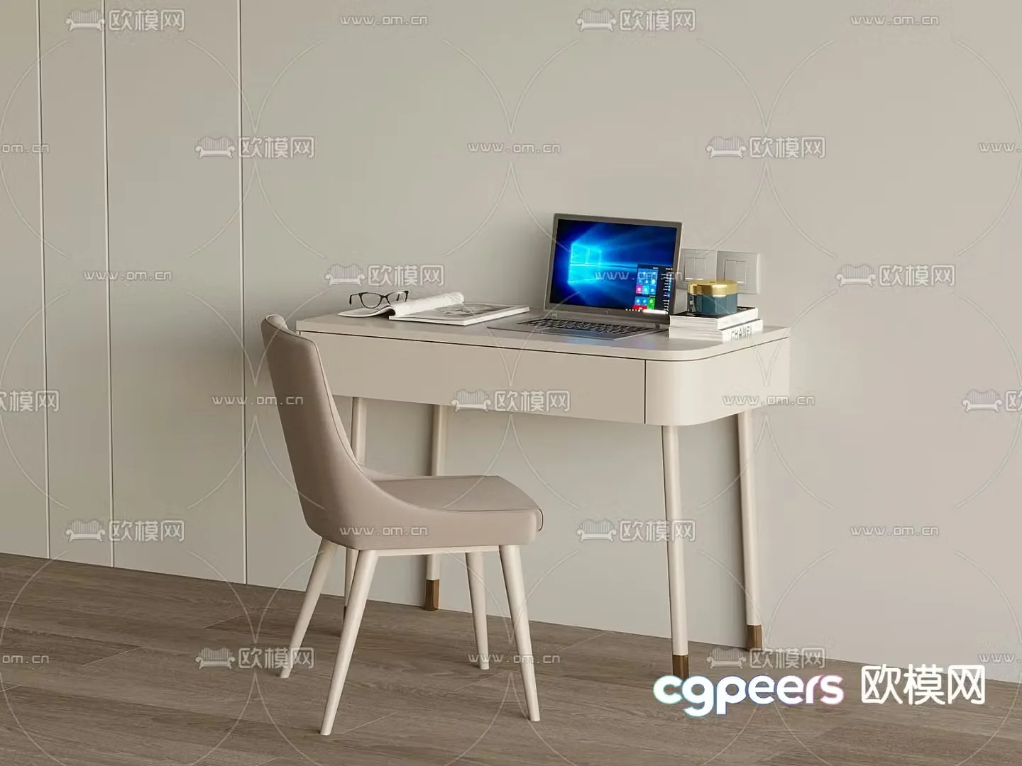 Modern desk chair computer desk 3d model
