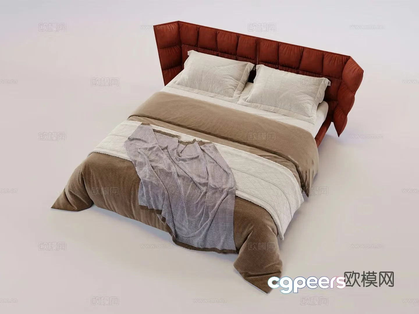 Nordic minimalist Memphis light luxury soft bed set double bed 3D model