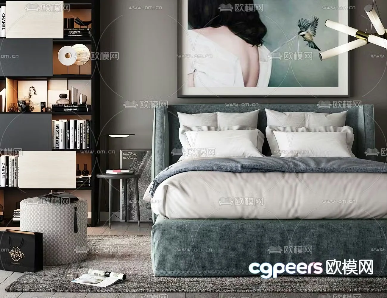 Modern double bed 3d model