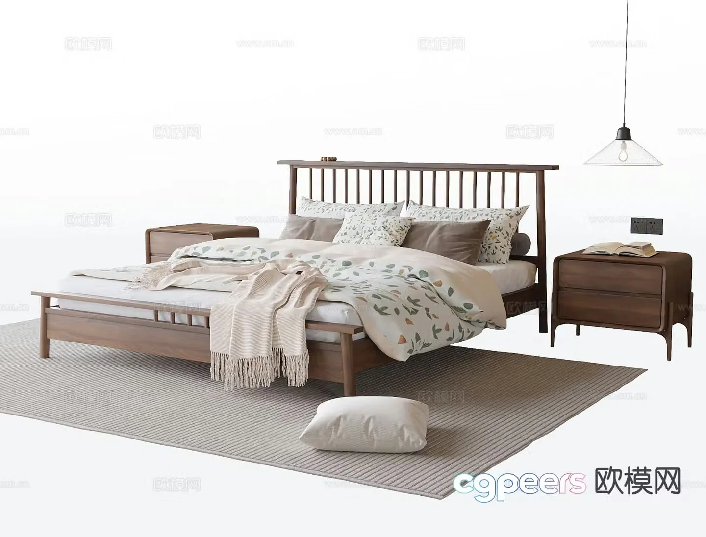 Modern double bed 3d model