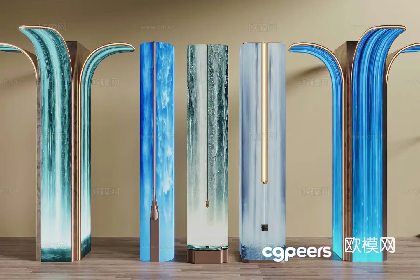 Modern light box column 3d model