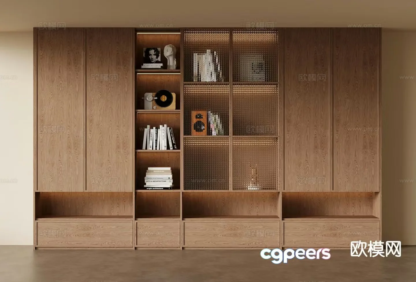 Medieval style bookcase display cabinet 3d model