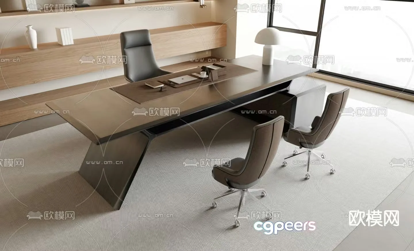 Modern desk executive desk boss desk 3d model
