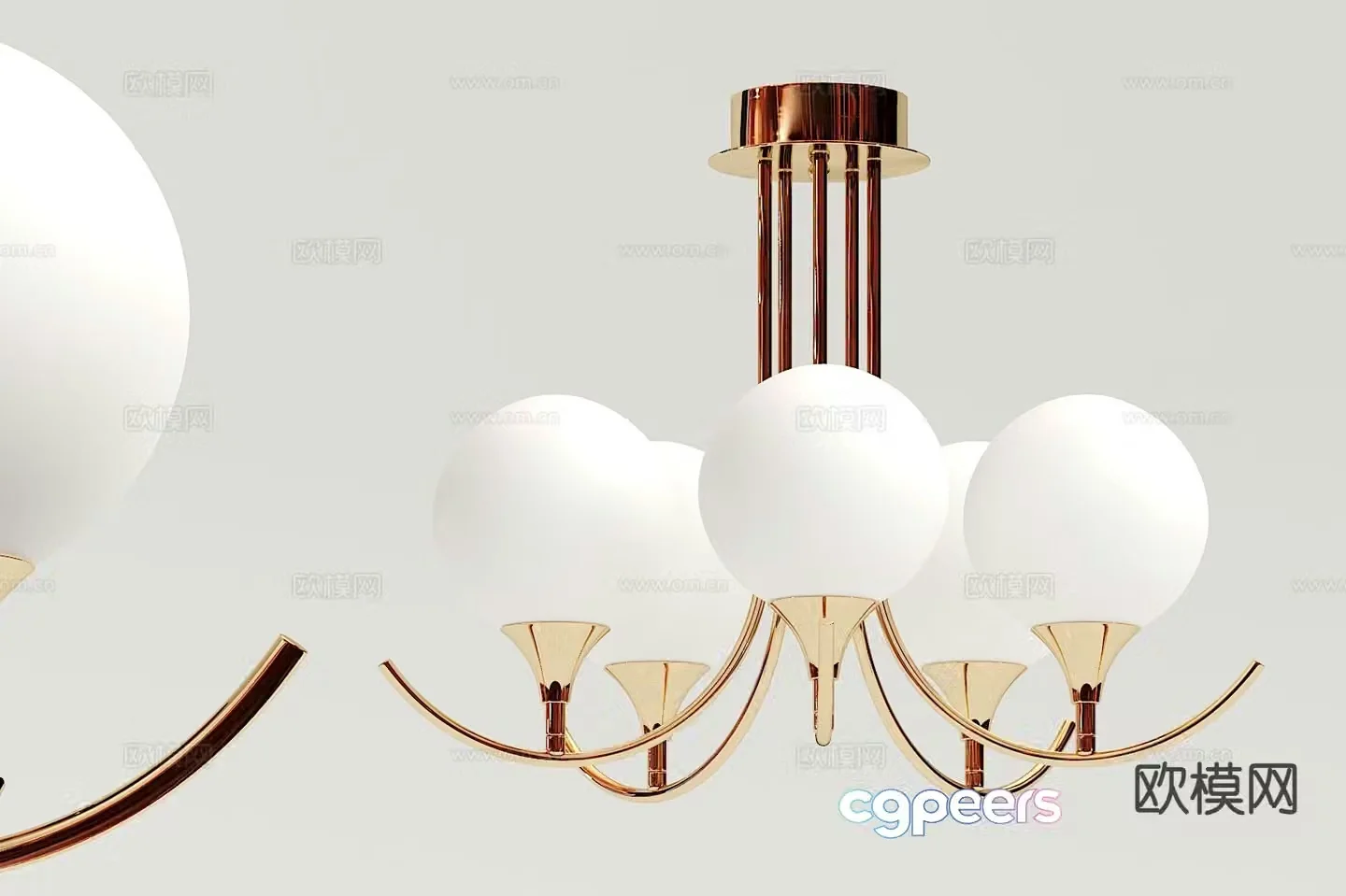 Modern multi-head chandelier 3d model
