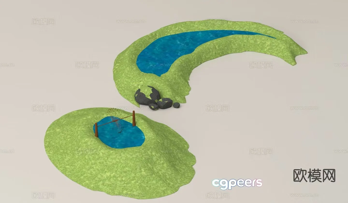 Park green space landscape micro terrain 3d model