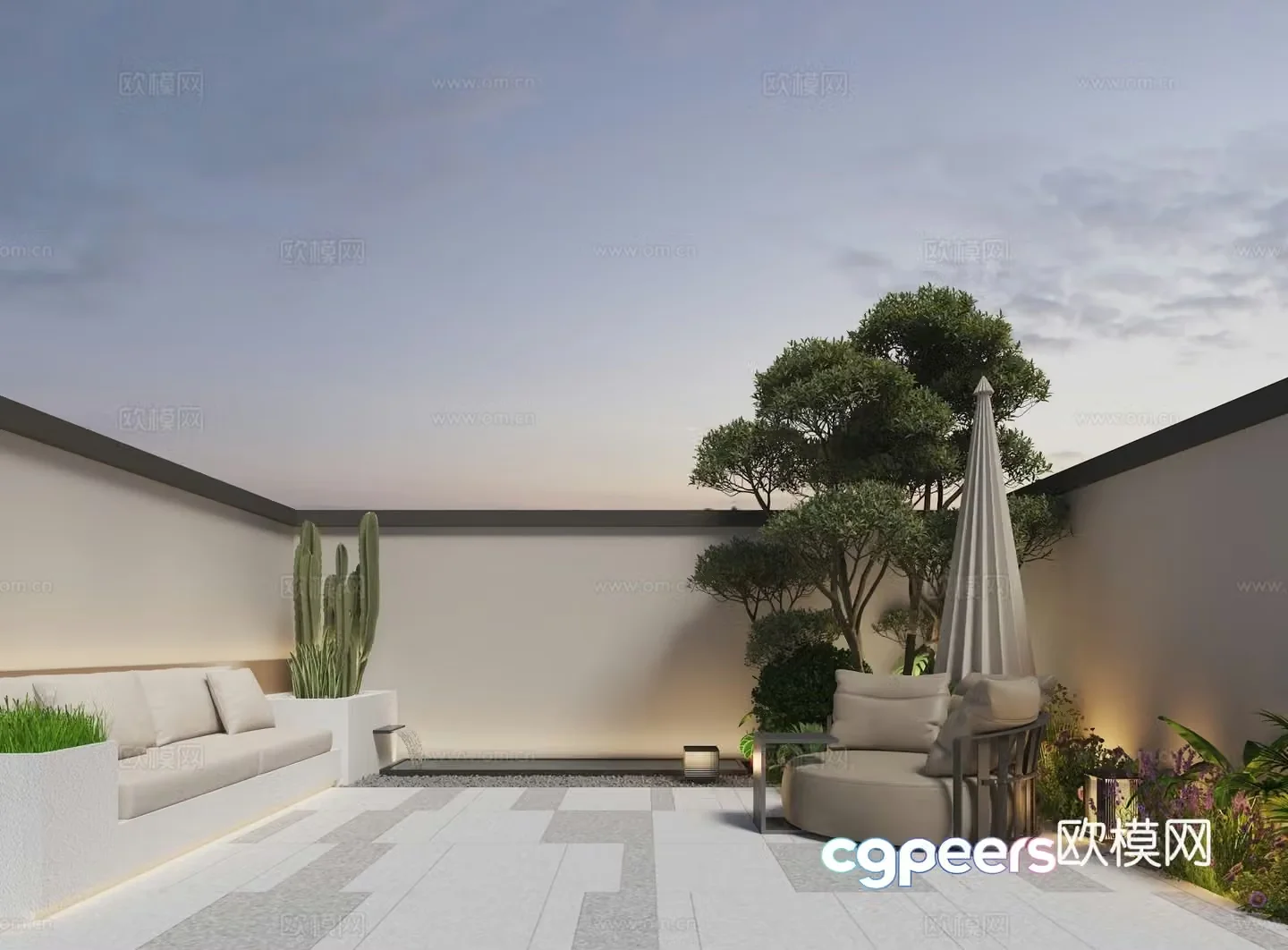 Modern garden courtyard 3d model