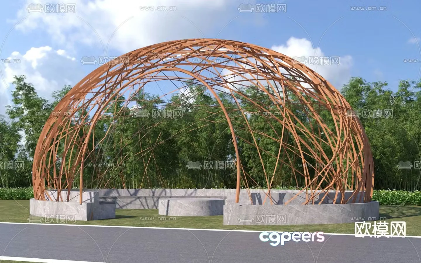 Special-shaped gallery frame rattan birdcage landscape gallery frame 3D model