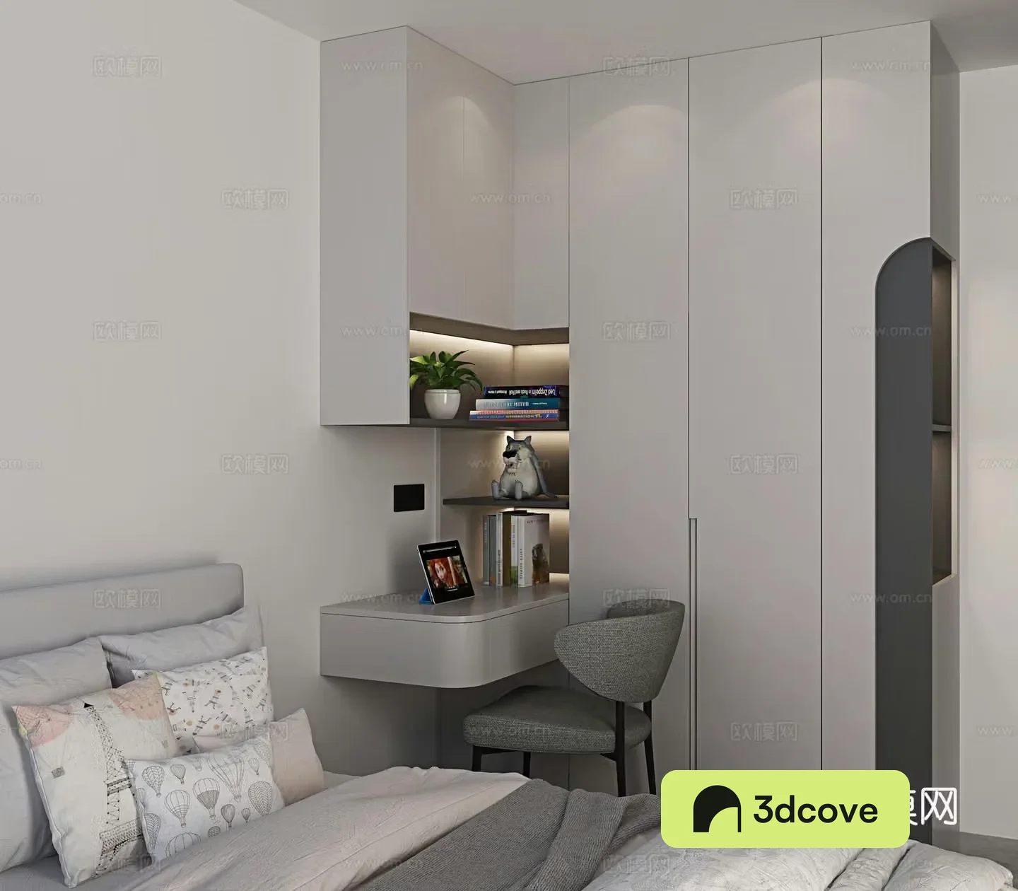 Modern wardrobe Desk integrated cabinet