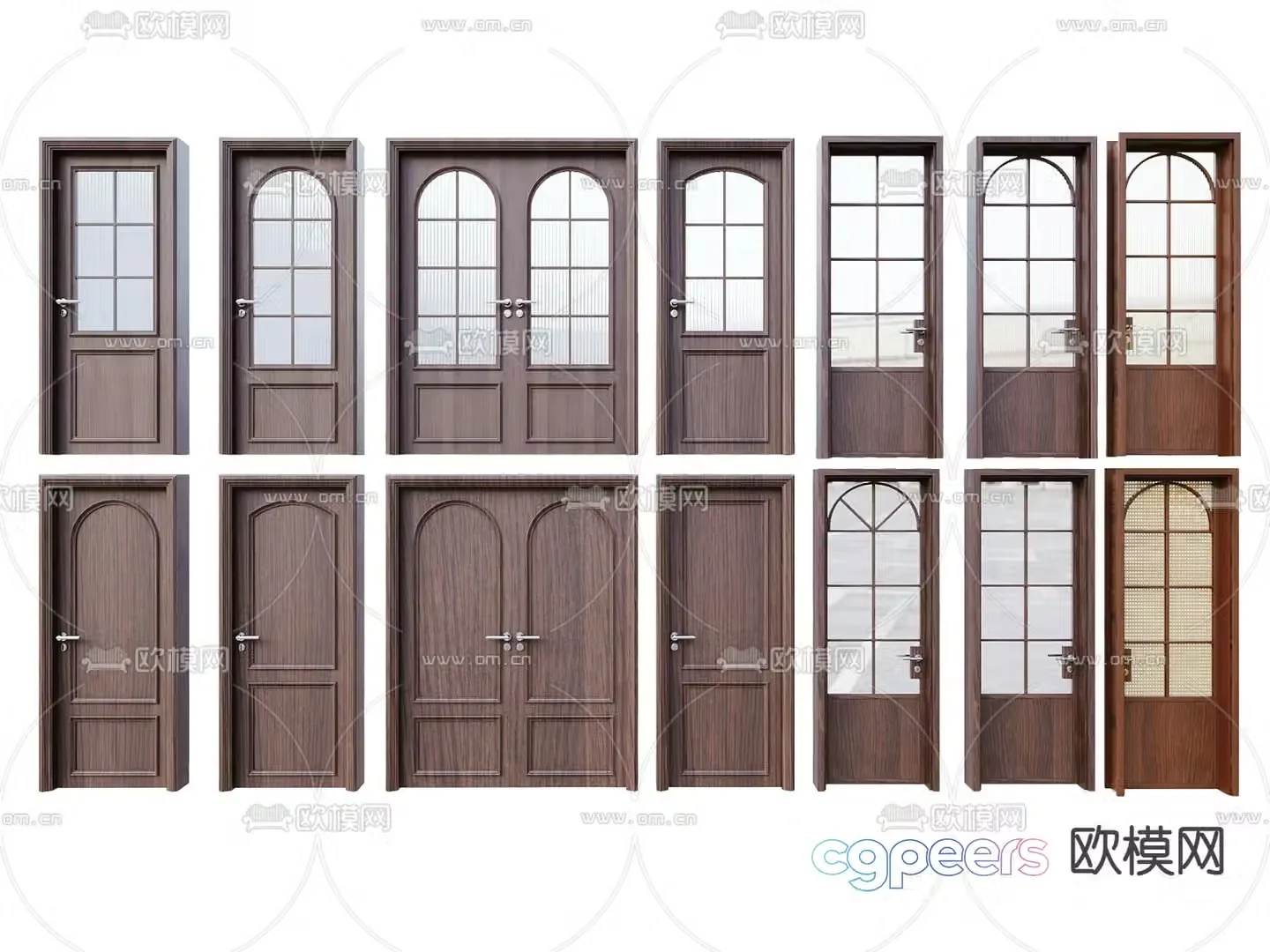 Medium style single-open door double-open door bathroom door 3D model