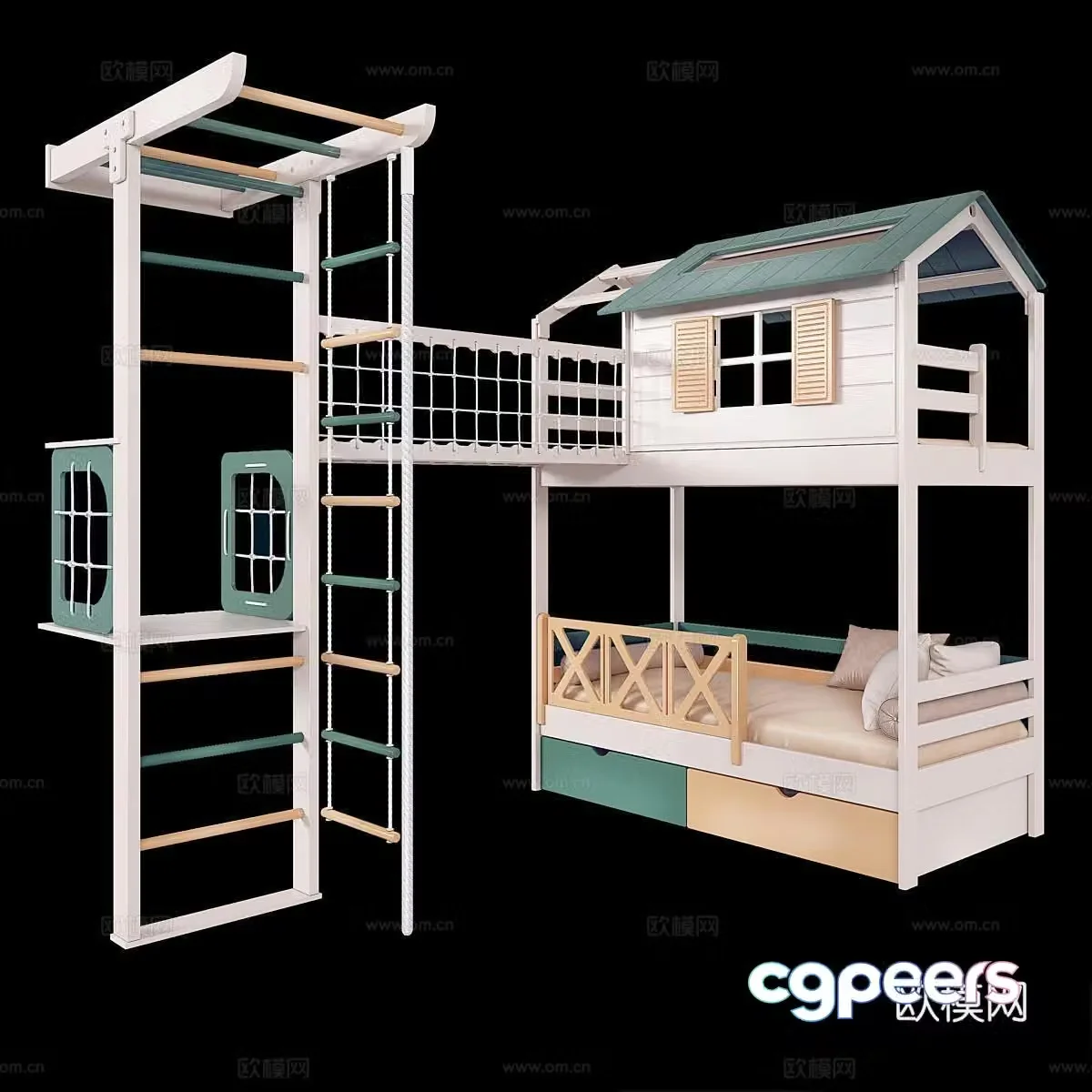 Modern children’s bed Nordic children’s bed Go up and down Children’s ladder 3D model