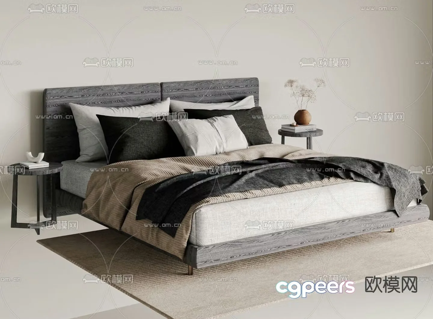 Modern double bed 3d model