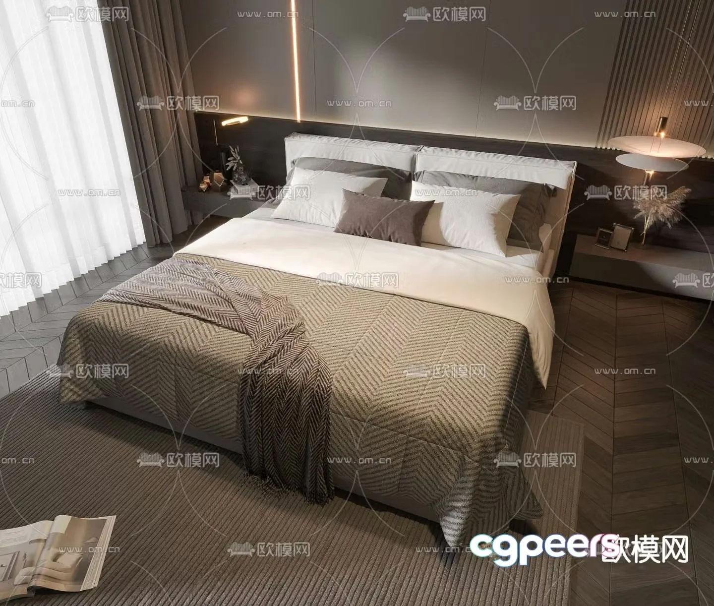 Modern double bed 3d model