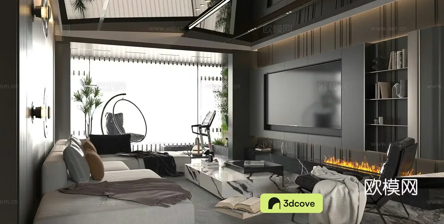 Modern living room light luxury living room Italian living room sofa coffee table combination leather multi-person sofa