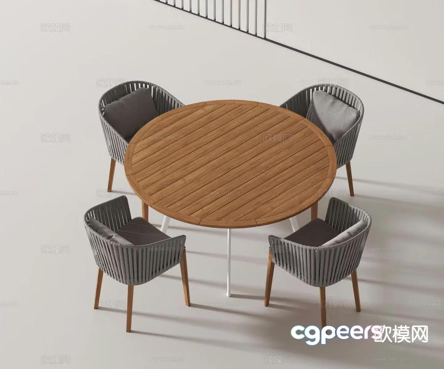 Modern round dining table and chairs 3d model