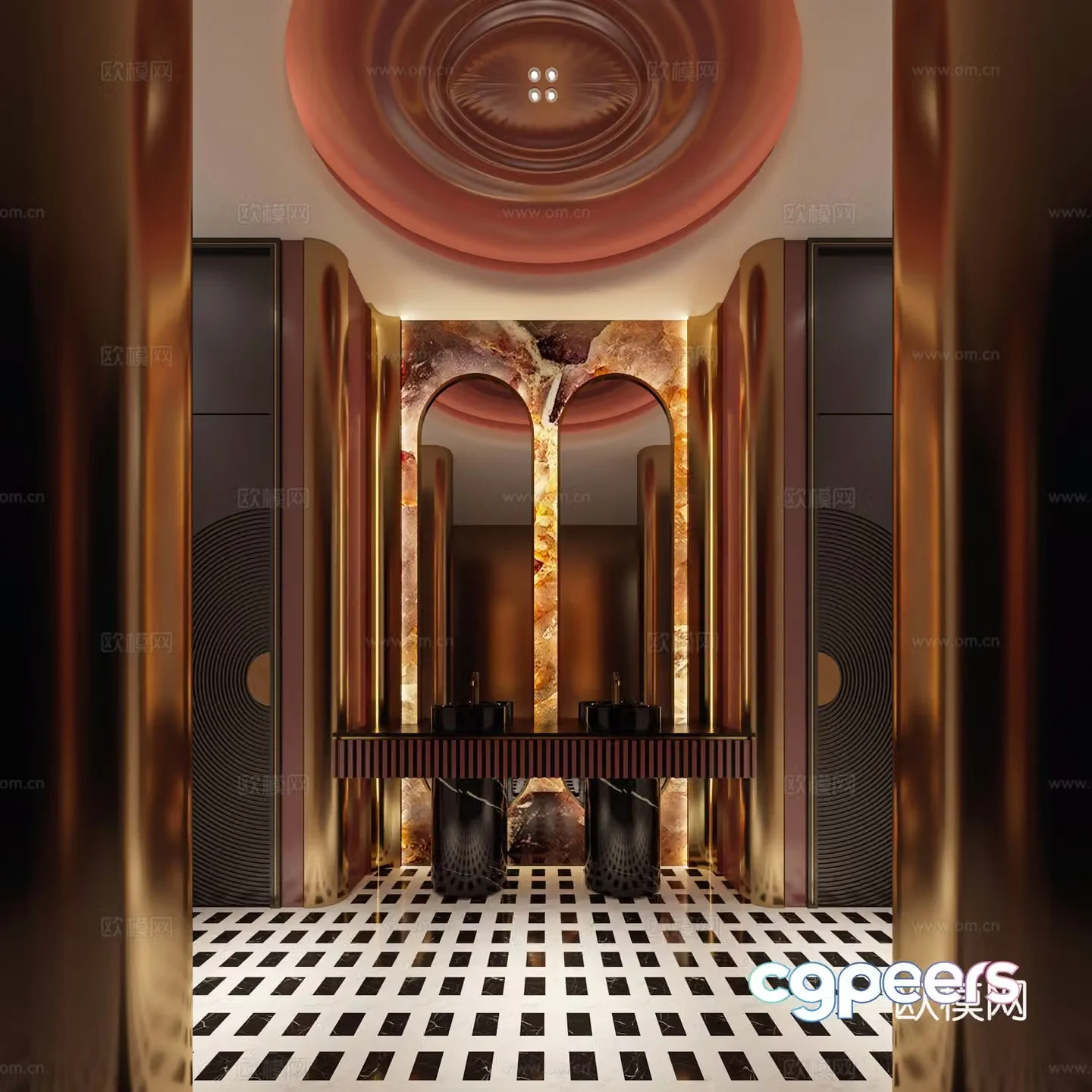 Modern light luxury hotel club toilet 3D model