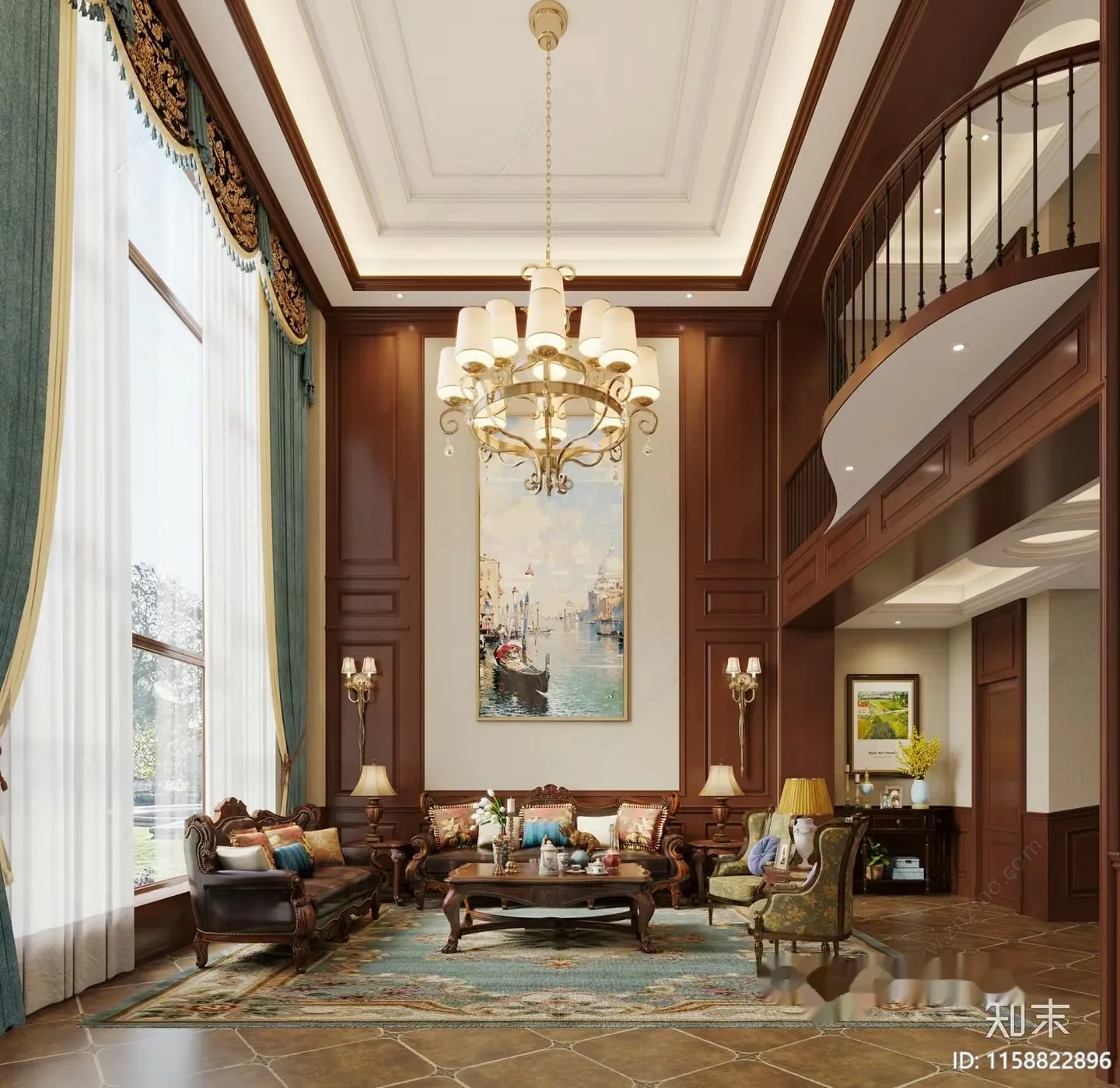 A Luxurious Living Room 3D Model – 14070 – VRAY Render
