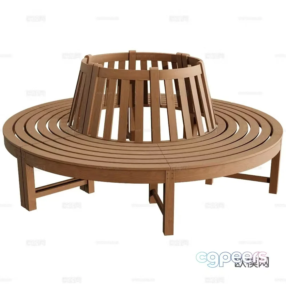 Traditional outdoor public chair ring chair tree stool outdoor stool 3d model