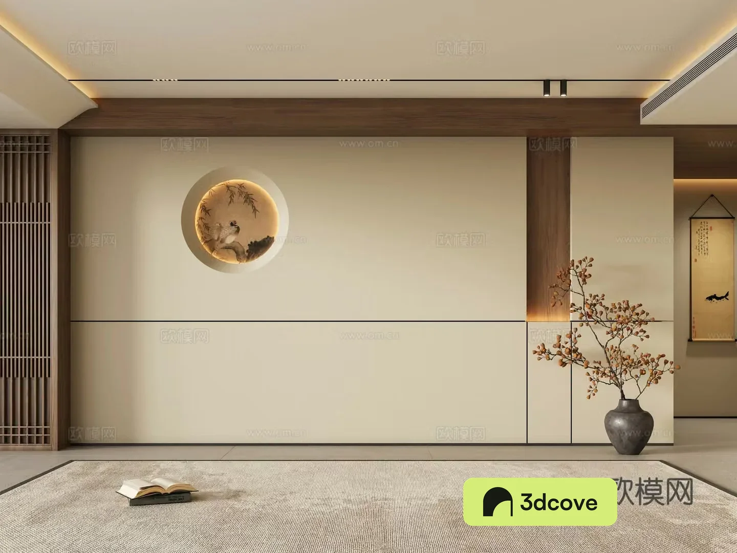 Zen new Chinese sofa background wall
