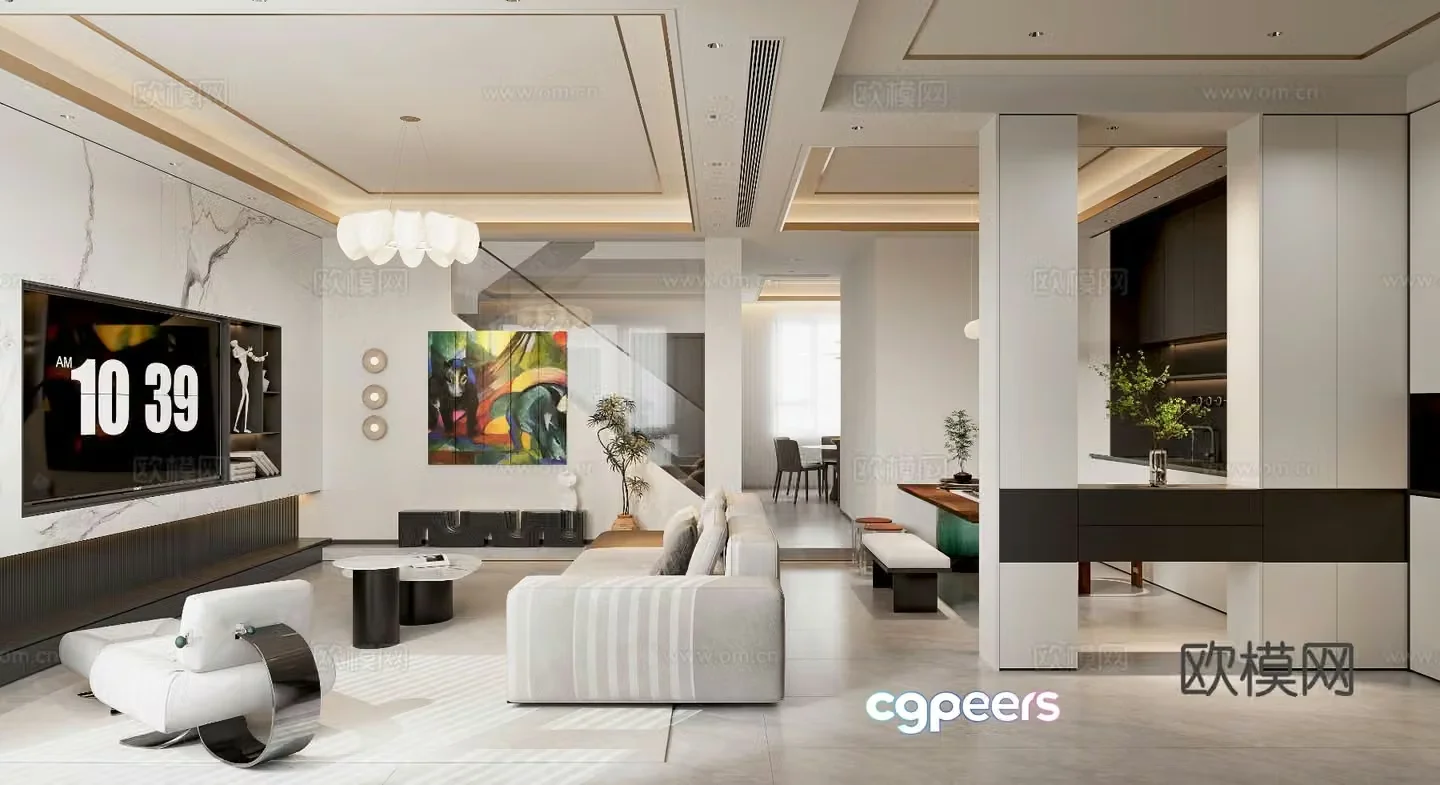 Modern guest restaurant 3d model