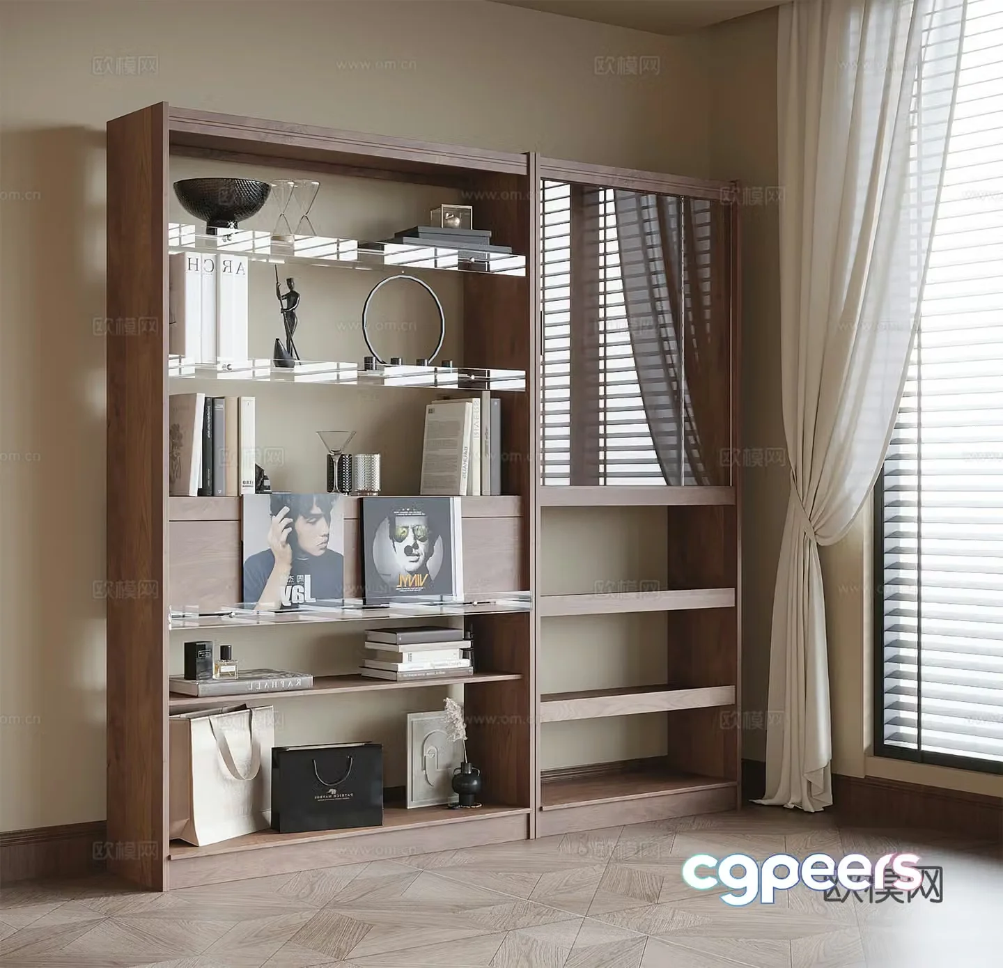 Modern open bookcase bookshelf 3d model