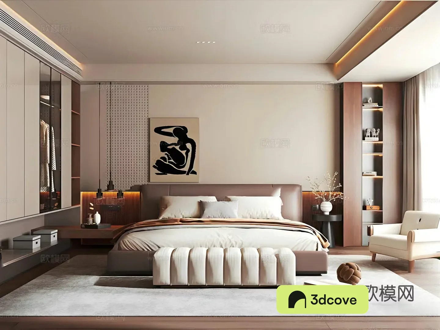 Middle-aged bedroom 3d model
