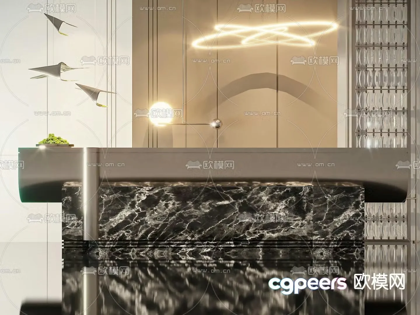 Modern front desk reception desk service desk 3d model