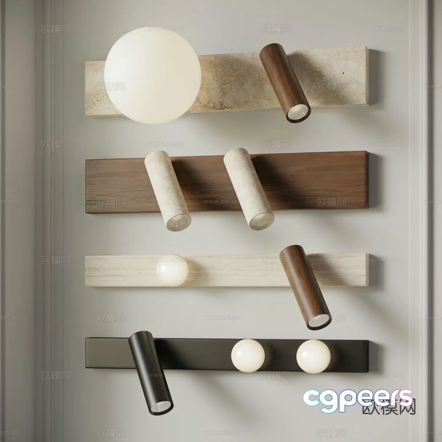 Middle-aged wall lights downlights spotlights cave stone wall lights wasagi wall lights 3d model