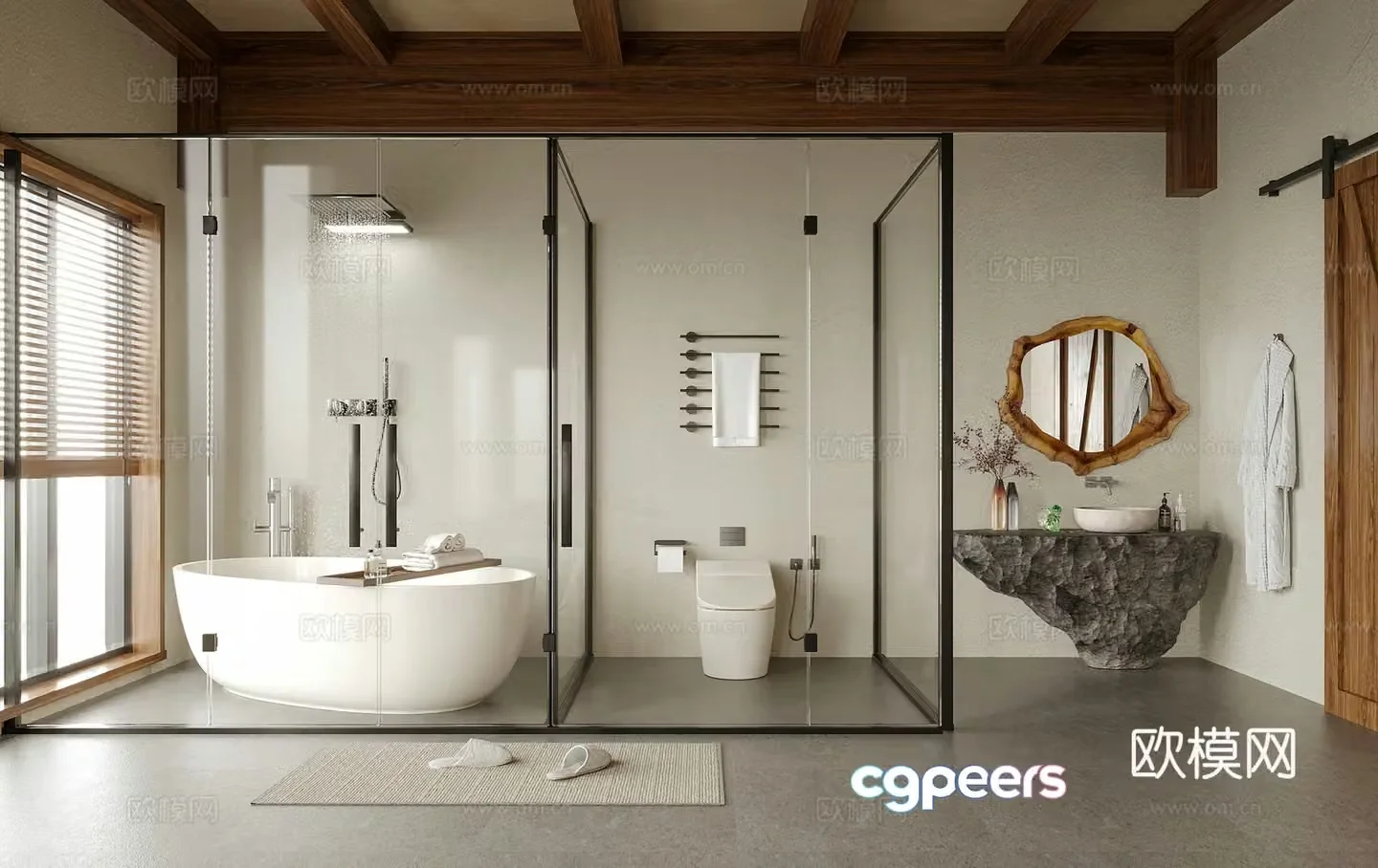 Modern villa bathroom hotel bathroom B&B bathroom 3D model