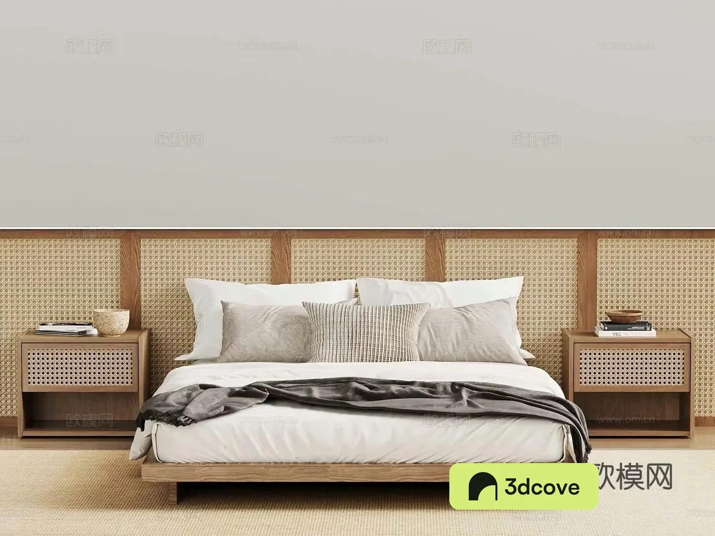 Wasabi Middle Style Double Bed Room Standard 3D Model